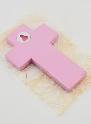 Kinder-Kreuz Tauf-Kerze - Rosa