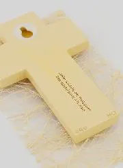 Kinder-Kreuz Kerze Alpha Omega - Beige