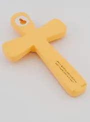 Kinderkreuz Orange und Herz Blau - 15cm