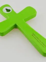 Kinder-Kreuz Grün und Herz Rosa - 15cm