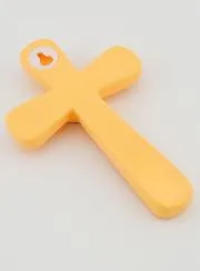 Holzkreuz Orange mit Herz Blau - 15cm