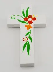 Kreuz aus Holz - Blumen Frühling