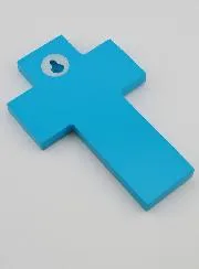 Kinderkreuz aus Holz - Kirche und Segel-Boot