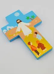Kinderkreuz aus Holz - Jesus und die Kinder
