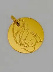 Tauf-Anhänger Madonna mit Kind Echt Gold