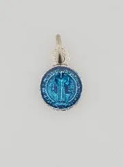 Anhänger Benediktus-Medaille Blau - 1cm