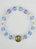 Religiöses Armband Glasperle Blau - Medaille Lourdes