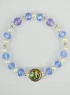 Religiöses Armband Glasperle Blau - Medaille Lourdes
