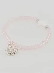 Religiöses Armband Rosa Kristall und Perlmutt Kreuz