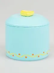 Rosenkranz Dose aus Holz - Blau mit Herz Gelb