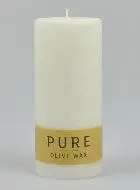 Stumpenkerze Weiß Bio-Kerze Olive - 13 X 6 cm