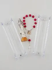 Figur Heilige Rita auf Fuß & Zehner-Rosenkranz Rosen-Holz