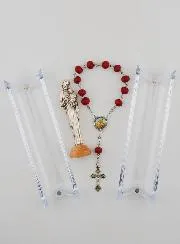 Figur Heiliger Josef mit Sockel & Zehner-Rosenkranz aus Rosenholz