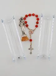 Figur Heiliger Christophorus mit Sockel und Zehner-Rosenkranz Rosen-Holz