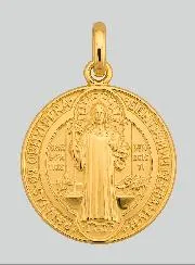 Medaille des Heiligen Benedikt aus 18 Karat Gold - 16 mm