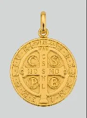 Medaille des Heiligen Benedikt aus 18 Karat Gold - 16 mm