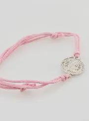 Armband mit Medaille Heiliger Benedikt - Hell Rosa