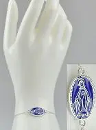 Armband Medaille Wundertätige Madonna 20mm - 925er Silber & Blau Emailliert
