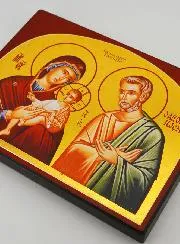 Ikone der Heiligen Familie - 20 cm - Klösterliches Kunsthandwerk aus Frankreich