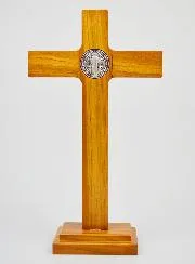 Stehkreuz Heiliger Benedikt Holz - 27cm