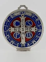 Grosse Wand-Medaille des Heiligen Benedikt Farbig - 13 cm