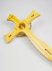 Großes Wand Kreuz Heiliger Benedikt aus Holz und Bronze - 48 cm