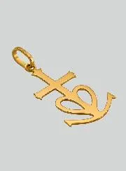 Anhänger Kreuz Herz Anker Glaube Liebe Hoffnung - 20mm - 18 Karat Gold