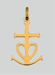 Anhänger Kreuz Herz Anker Glaube Liebe Hoffnung - 20mm - 18 Karat Gold