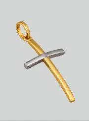 Anhänger Kreuz Jesu Gelbgold & Weißgold - 25mm - Massiv Gold 18 Karat