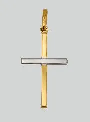 Anhänger Kreuz Jesu Gelbgold & Weißgold - 25mm - Massiv Gold 18 Karat