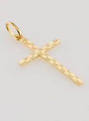 Anhänger Kreuz Klassisch Diamantiert - 27mm - Massiv Gold 18 Karat