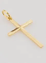Anhänger Kreuz Klassisch Diamantiert - 27mm - Massiv Gold 18 Karat