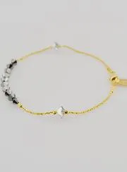 Zehner Rosenkranz Armband Kristall Schwarz und Gold