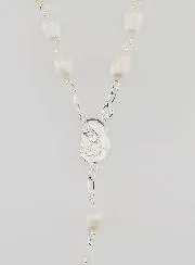 Rosenkranz 925er Silber & Perlmutt - Glänzende Perlen 7mm