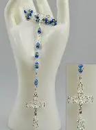 Rosenkranz Silber & Kristall Saphir Blau mit Fassung