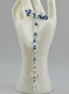 Rosenkranz Silber & Kristall Saphir Blau mit Fassung