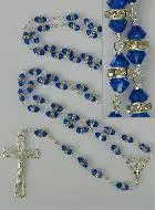 Rosenkranz Silber & Kristall Saphir Blau mit Fassung