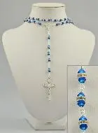 Rosenkranz Kristall Saphir Blau und Silber