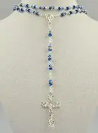 Rosenkranz Kristall Saphir Blau und Silber