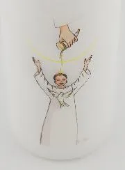 Kerze zur Firmung - Salbung Junge braunes Haar