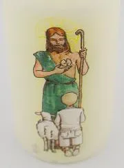 Erstkommunion Kerze Jesus der Gute Hirte & Blonder Junge