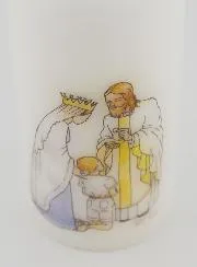 Kommunion Kerze Empfange die Eucharistie - Jesus und Maria - Blonder Junge