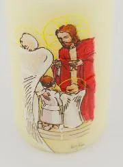 Kommunion Kerze Brot der Engel - Mädchen braune Haare