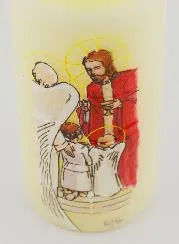 Erst Kommunion Kerze Brot der Engel - Mädchen mit Braunem Haar