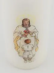 Erstkommunion Kerze Herr Jesus & Junge mit Braunem Haar