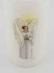 Kerze zur Firmung Ritter des Heiligen Geistes - Junge mit Braunem Haar