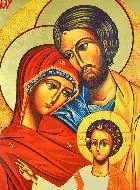 Byzantinische Ikone Heilige Familie - Großes Format 40cm