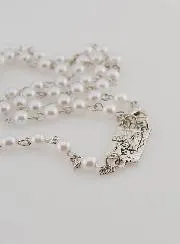 Rosenkranz Perlmutt Weiss Geschenk Dose  - 40 cm