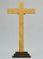 Kruzifix Stehkreuz Holz und Korpus Silberfarben - 18cm