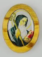 Auto Medaille Heiliger Benedikt aus Olivenholz 4cm